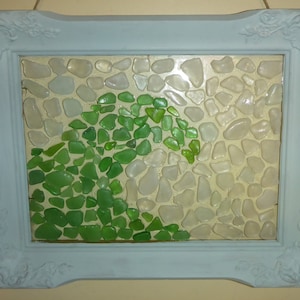 Authentic Beach Glass Sun Catcher/Mosaic Picture of a Wave - Lake Erie Beach Glass Art - Cottage Decor - Sea Glass Art - Sea Glass Picture