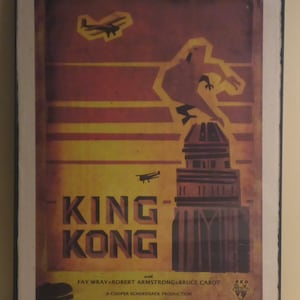 Framed Reproduction of 1933 King Kong Movie Poster by D. J. Parmutt 16&quot; x 12&quot; - King Kong Collectible Picture - King Kong Movie Memorabilia