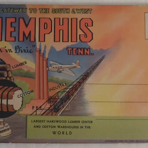 Vintage The Gateway To The South & West Memphis Tennessee Down In Dixie Postcard Booklet - Vintage Memphis Tennessee Post Cards