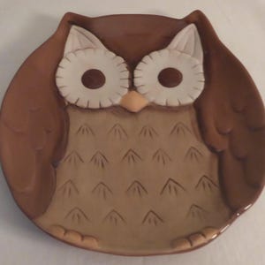 Vintage Grasslands Pottery Owl Trinket Dish - Whimsical Grasslands Pottery Owl Dish - Vintage Owl Decor -Owl Wall Art - Collectible Owl Dish