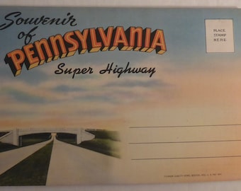 Vintage Souvenir of Pennsylvania Super Highway Postcard Booklet - Vintage Pennsylvania Super Highway Post Cards