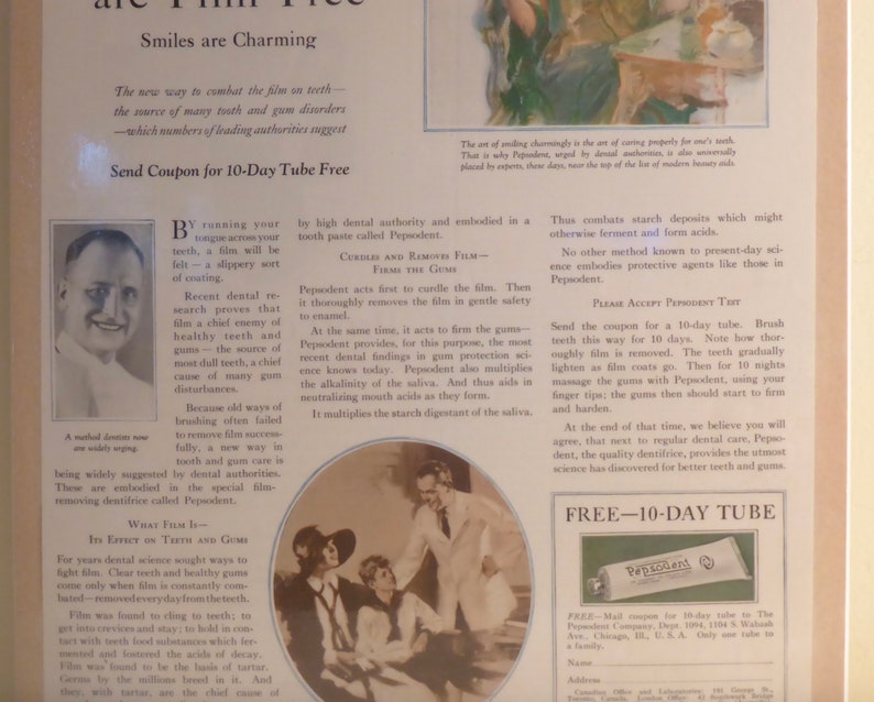Bathroom Decor Ladies Home Journal April 1927 Pebeco Toothpaste Plaqued Advertisement Dental Office Decor
