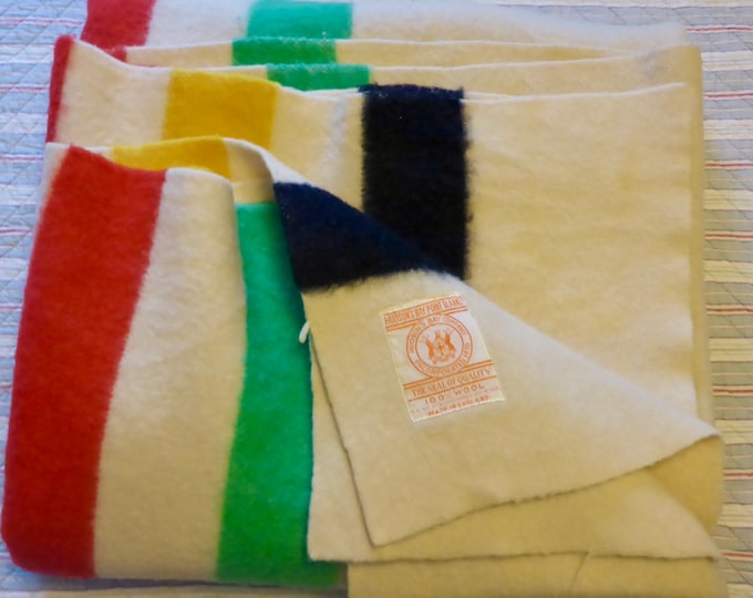 1950s Hudson's Bay 4 Point Blanketclassic Hudson's Bay Striped 100
