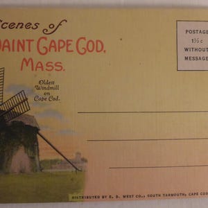 Carnet de cartes postales dépliant Scènes pittoresques de Cape Cod dans le Massachusetts des années 1950 - Cartes postales vintage de Cape Cod dans le Massachusetts