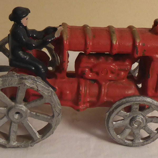 vintage Cast Iron Antique Tractor Toy - Antique Tractor Cast Iron Toy - vintage Farmer on Tractor Cast Iron Toy - vintage Cast Toys