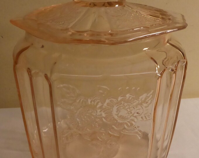 1930's Anchor Hocking Pink Depression Glass Cookie Jar Anchor Hocking