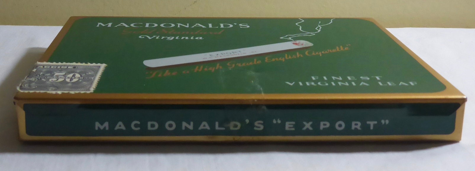 Vintage 1950's Macdonald's Gold Standard Virginia Export Cigarette Tin -  Vintage W.C. Macdonald Inc. Montreal Cigarette Tin