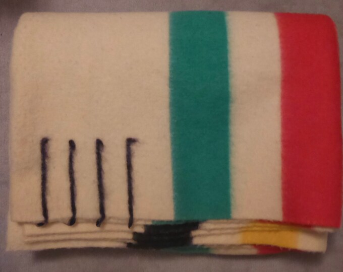 Authentic Vintage 100 Wool Hudson's Bay 4 Point Blanket 97 X 72