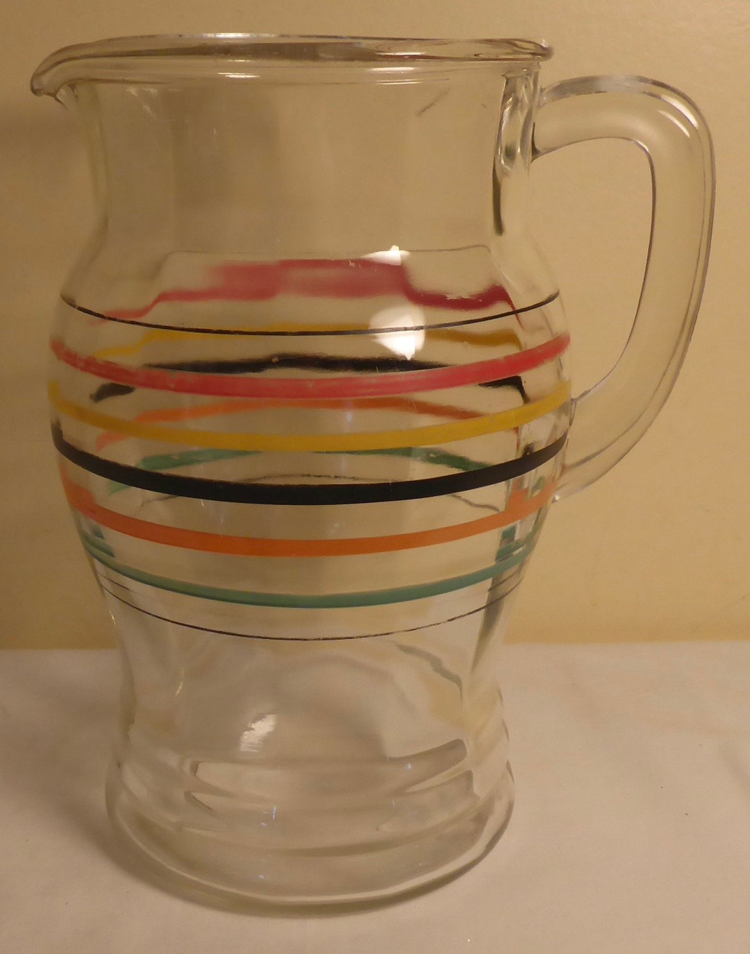 Vintage Striped Orange Juice Pitcher 1930/40's Orange Juice Pitcher