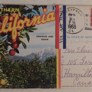Vintage Souvenir of Southern California Oranges and Snow Postcard Booklet - Vintage Southern California Post Cards