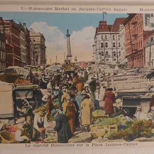 Carte postale Marché Bonsecours sur la place Jacques-Cartier vintage Montréal - Carte postale Le marche Bonsecours sur la Place Jacques-Cartier