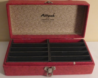 Étui à cassettes Ampak n° 1102 vintage - Boîte de rangement pour cassettes audio vintage fabriquée par Amberg File & Index Co. Kankakee Illinois - Musique vintage