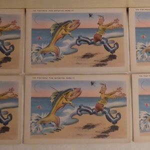 6 cartes postales humoristiques de pêche vintage non publiées - cartes postales de pêche vintage non utilisées des années 1940 - cartes postales de pêche vintage - décoration cottage