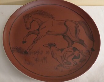 Vintage Poole Pottery England Charger Plate Painted and Signed by Jane Brewer Circa 1972/75-Vintage Jane Brewer Poole Pottery Charger Plate