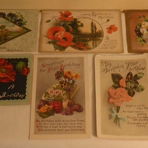 11 Antique Birthday Post Cards - 11 Early 1900's Birthday Post Cards - Antique Birthday Post Cards - Victorian Birthday Post Cards
