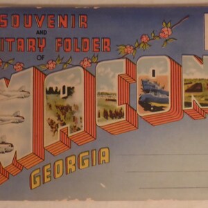 Vintage Souvenir et dossier militaire de Macon en Géorgie - Vintage Camp Wheeler et Cochran Field Macon, GA Carnet de cartes postales