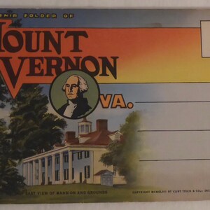 Vintage Souvenir Folder of Mount Vernon Virginia Postcard Booklet - Vintage Mount Vernon VA Post Cards