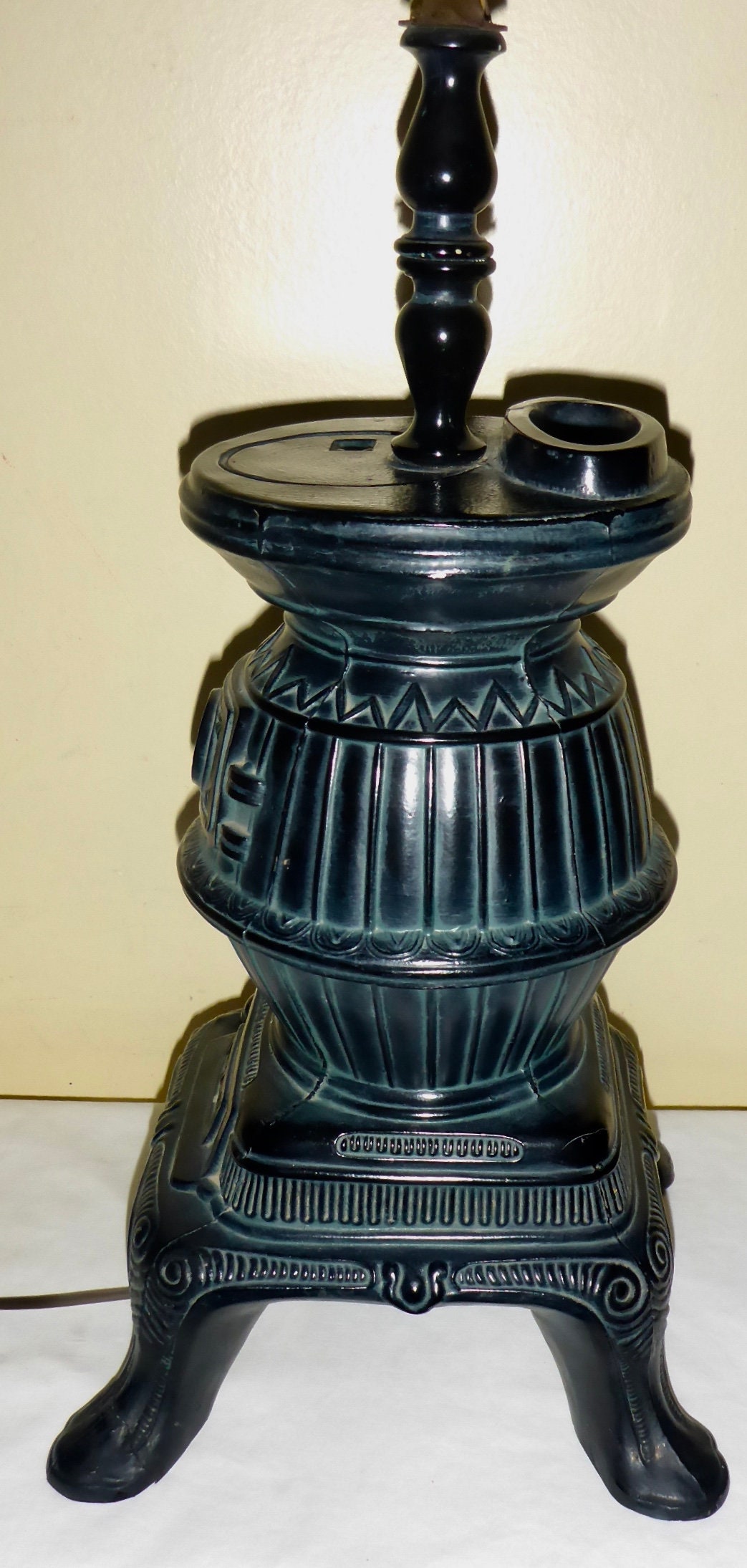 Vintage Pot Belly Stove Lamp With Custom Made Shade Vintage Etsy