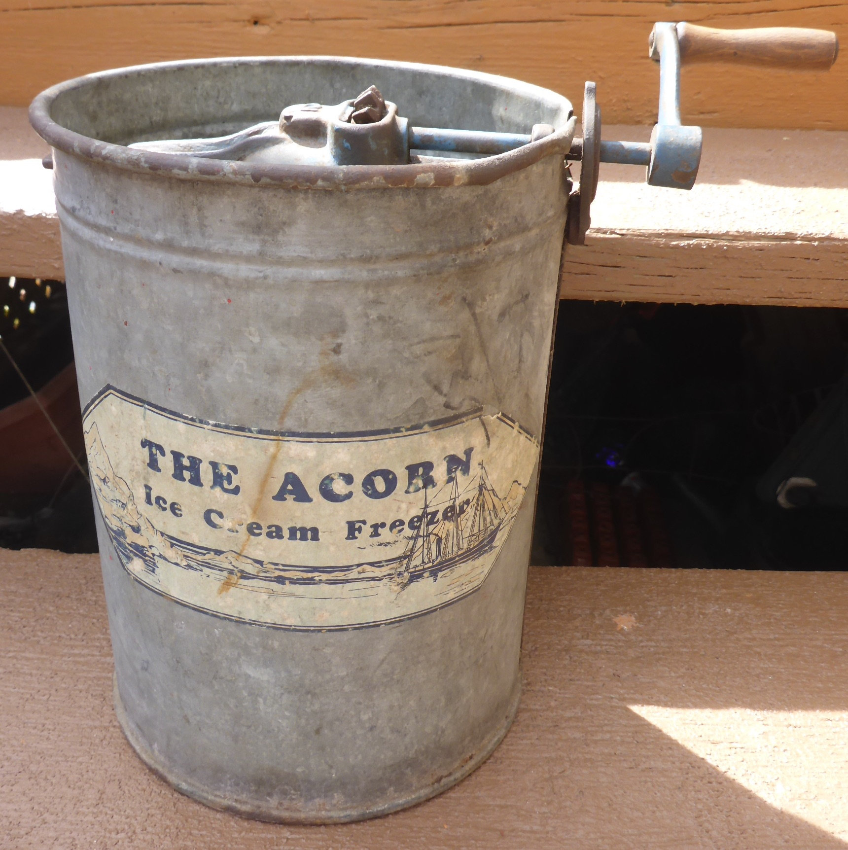 Antique Galvanized Hand Crank Ice Cream Maker Antique Acorn Etsy