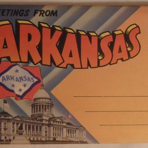 Vintage Souvenir of Arkansas Postcard Booklet - Vintage Arkansas Postcards - Vintage Greetings From Arkansas Postcard Booklet