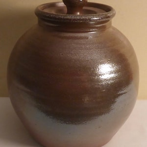 Signed Studio Art Pottery Cookie Jar with Raku Glaze - Raku Artist Signed Studio Art Pottery Lidded Storage Vessel - Raku Art Pottery