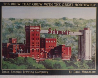 Snowmobile & Schmidt Beer 1970 Promo The Brew that Grew with the Northwest grey 