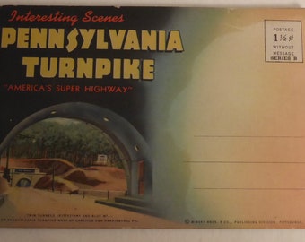 Vintage Interesting Scenes Pennsylvania Turnpike America's Super Highway Postcard Booklet - Vintage Pennsylvania Turnpike Post Cards