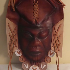 Vintage Facial Leather Mask - Vintage Tribal Leather Mask - Vintage Haitian Leather Face Mask - Vintage African Leather Face Mask