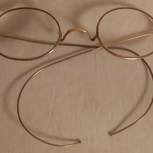 Antique Consol Wire Rimmed Eyeglasses - Antique Wire Rimmed Spectacles - Antique Doll Glasses - Antique Bear Glasses - Old Eyeglasses