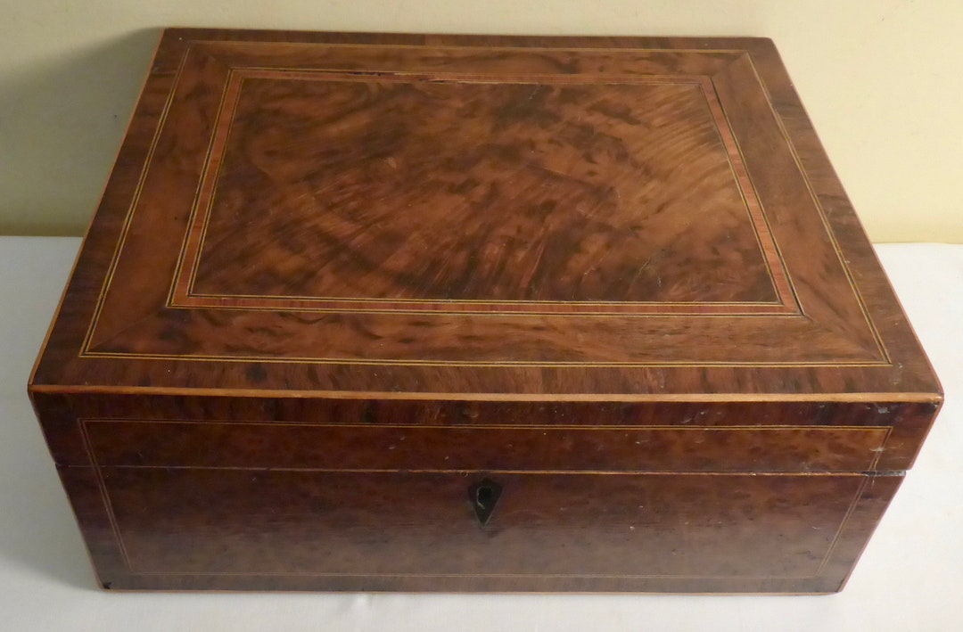 Antique Burr Walnut Correspondence Box Victorian Burr Walnut Box