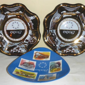 Expo 1967 Souvenir Plates - Vintage Expo67 Man and His World Montreal, Canada Souvenir Plates - Houze Art & Ornamold - Expo 67 Montreal