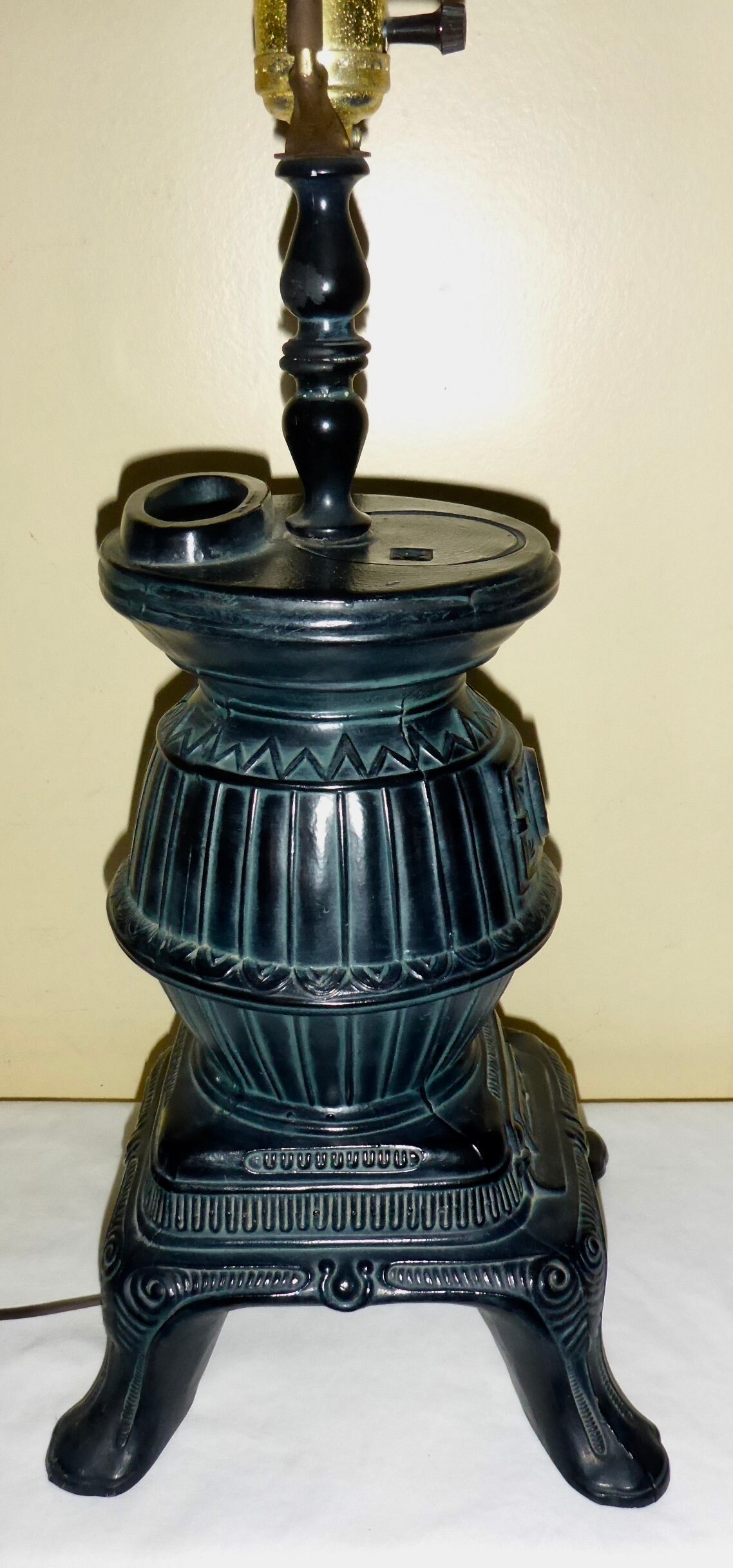 Vintage Pot Belly Stove Lamp With Custom Made Shade Vintage Etsy