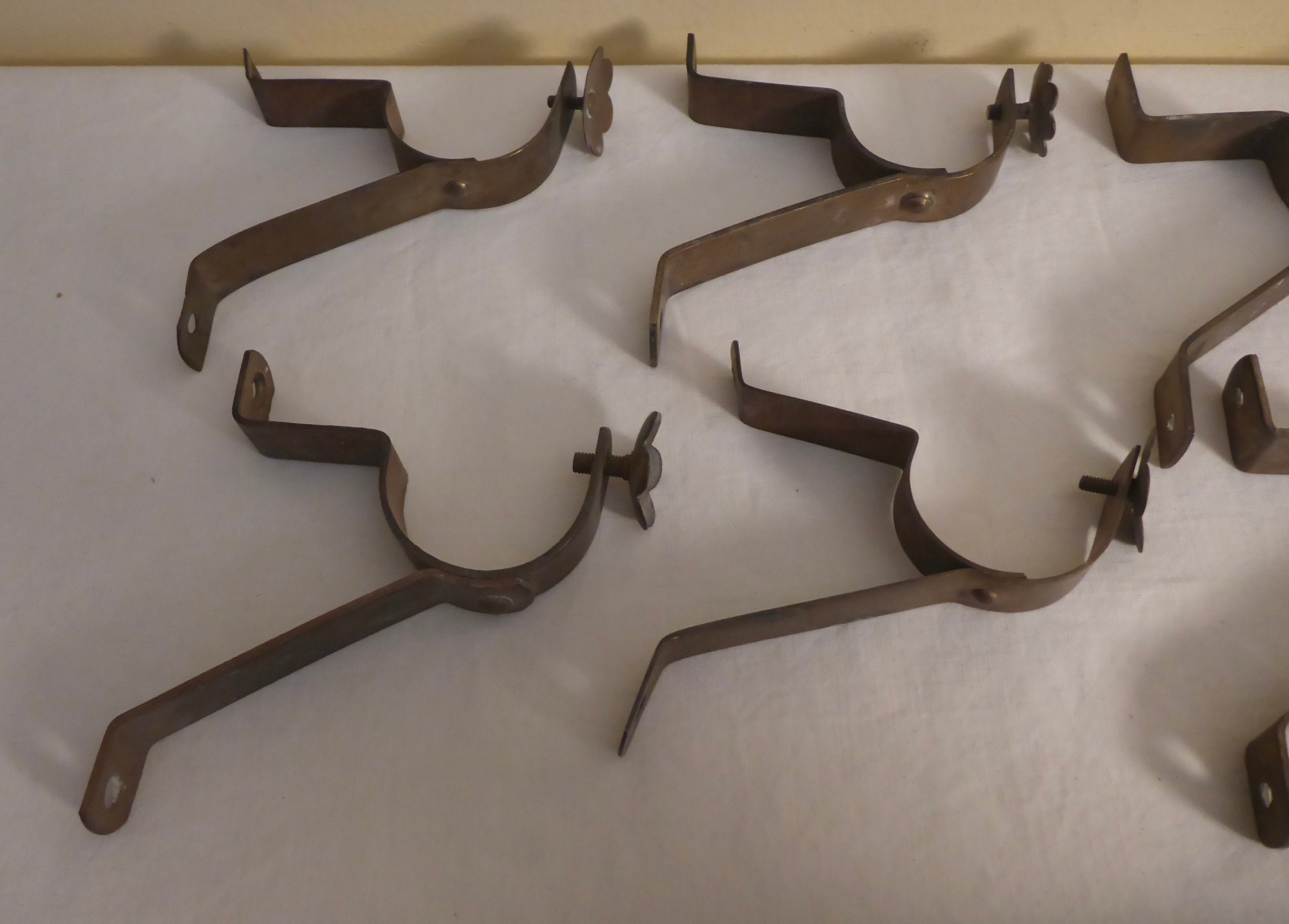 11 Antique Brass Curtain Rod Brackets Circa Early 1900's Etsy