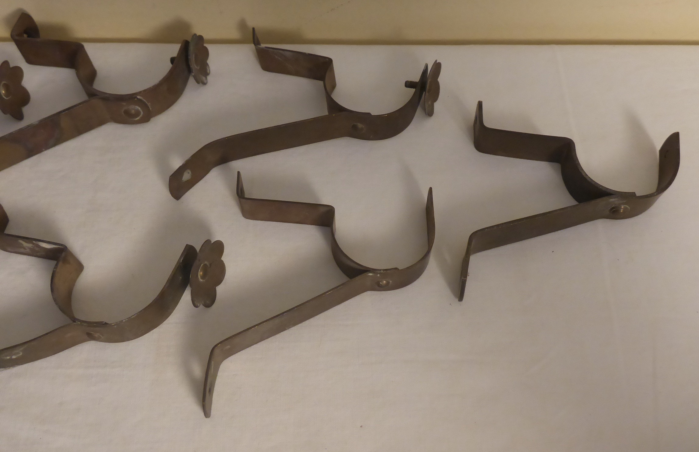 11 Antique Brass Curtain Rod Brackets Circa Early 1900's Etsy