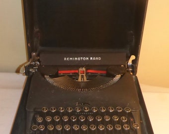 Remington Rand Typewriter Model 17: 1945 Black Wrinkle Paint, Art