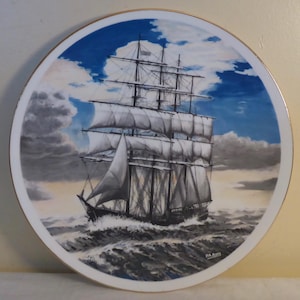 Vintage Sailing Ship Howard D. Troop Collector Plate Signed P. A. Bate Made by Royal Kendal Staffordshire England - Maritime Ship Decor