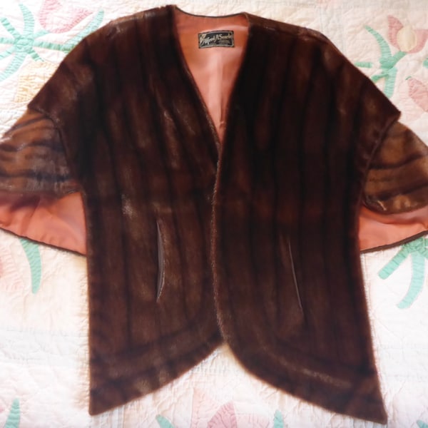 Beautiful Vintage Dark Brown Mink Stole - Exquisite Vintage Dark Brown Real Fur Mink Wrap - 1950's Mink Stole/Wrap - Real Fur Wrap/Stole