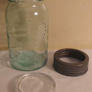 Antique Dominion Glass Crown 1 Quart Green Canning Jar - Vintage Crown Green Canning Jar - Old Canning Jar - Grandma&#39;s Canning Jar #2