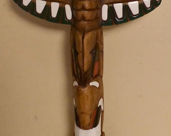 Vintage BOMA Totem Pole made in Canada - BOMA Canada 8 1/2" Hand Painted Totem Pole - Northwest Coast Haida Indigenous Totem Pole