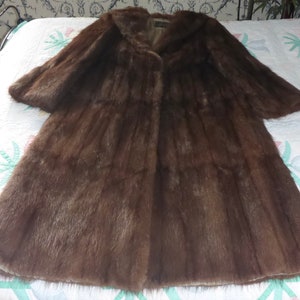 Brown Mink Fur Coat with Floral Design