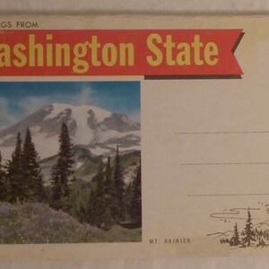 Carnet de cartes postales vintage en souvenir de l'État de Washington - Cartes postales anciennes de l'État de Washington