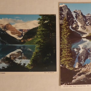 2 Vintage Banff National Park Alberta Canada Post Cards - Moraine Lake Banff National Park Alberta - Lake Louise Banff National Park Alberta