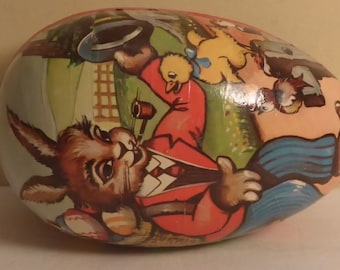 Vintage Peter Rabbit Paper Mache Easter Egg made in Western Germany - Vintage Cardboard Paper Mache Easter Egg made in Germany