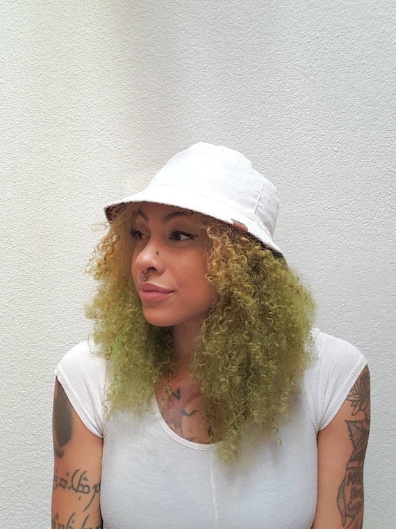 ERICKA White Corduroy Satin Lined Bucket Hat Cap Spring Summer Hat for  Natural Curly Black Hair 