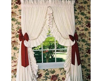 Pearl Edge Ruffled Curtains (NATURAL BASE)