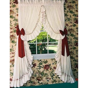 Pearl Edge Ruffle Curtains (WHITE BASE)