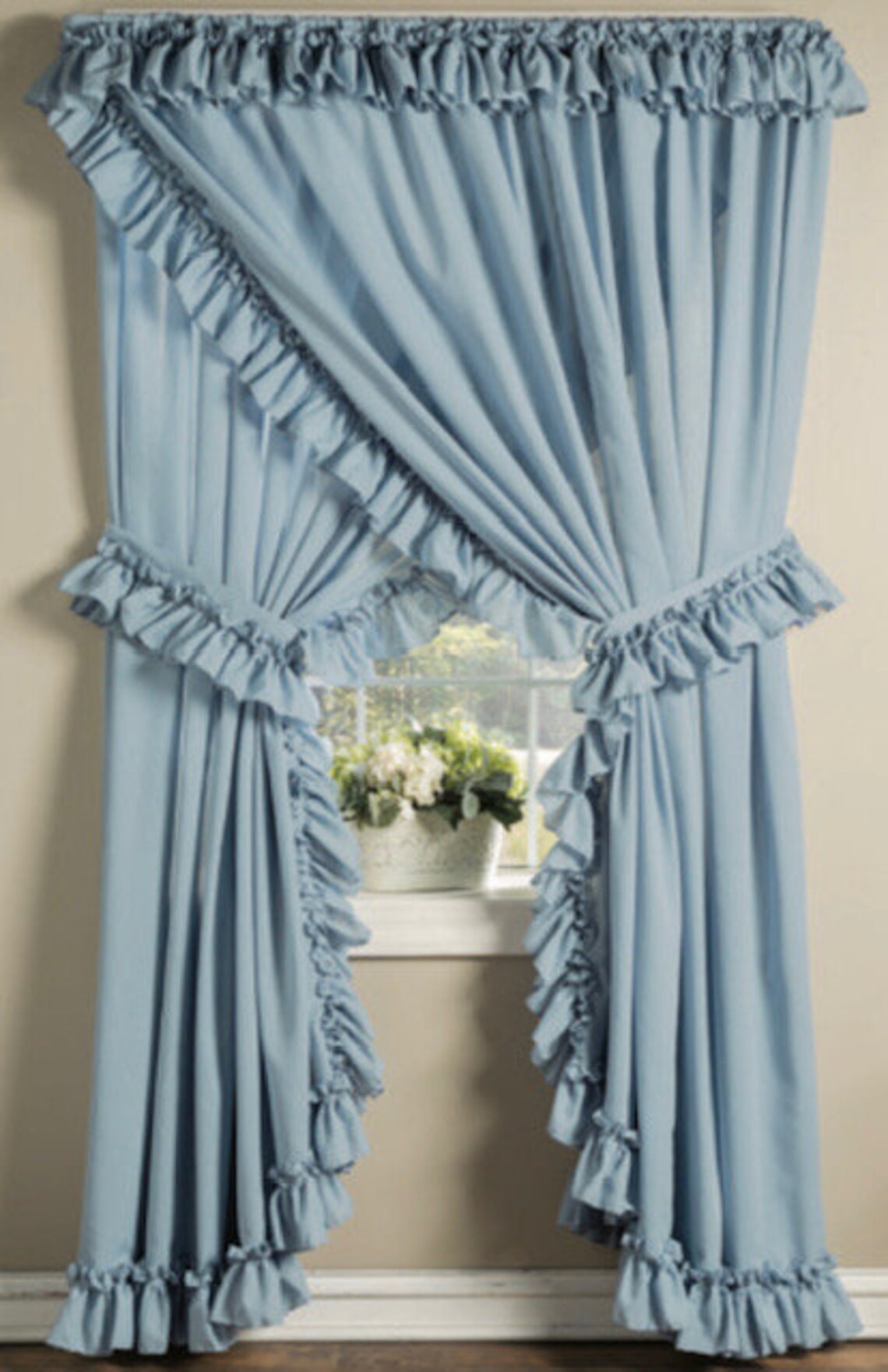 Priscilla Cottage Ruffled Curtains Etsy