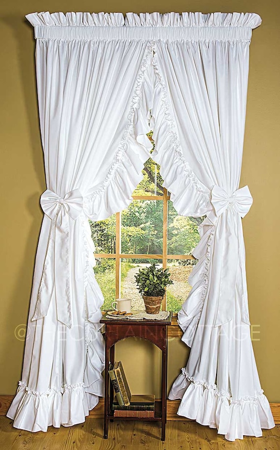 Cottage Ruffled Curtains 100wide Etsy
