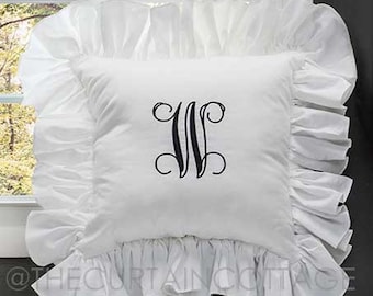 Cottage Ruffled Monogram Pillow