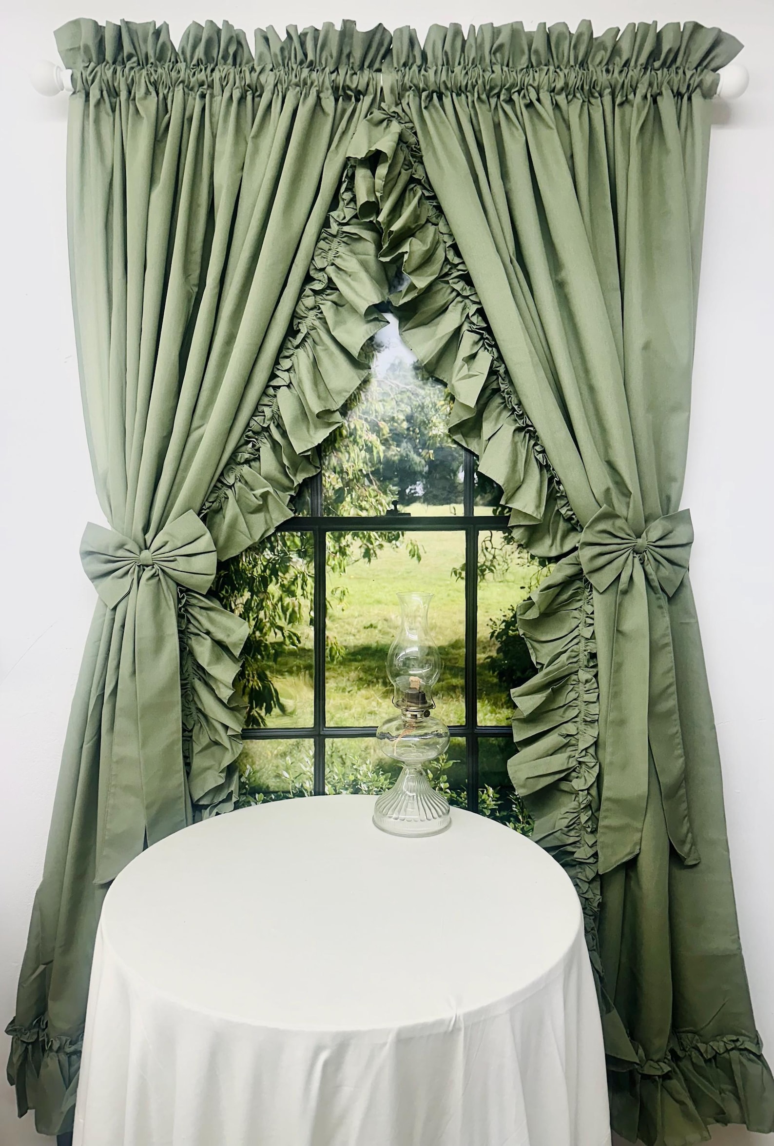Exclusive Sage Cottage Ruffled Curtains - Fabric Proudly Made in USA - Etsy